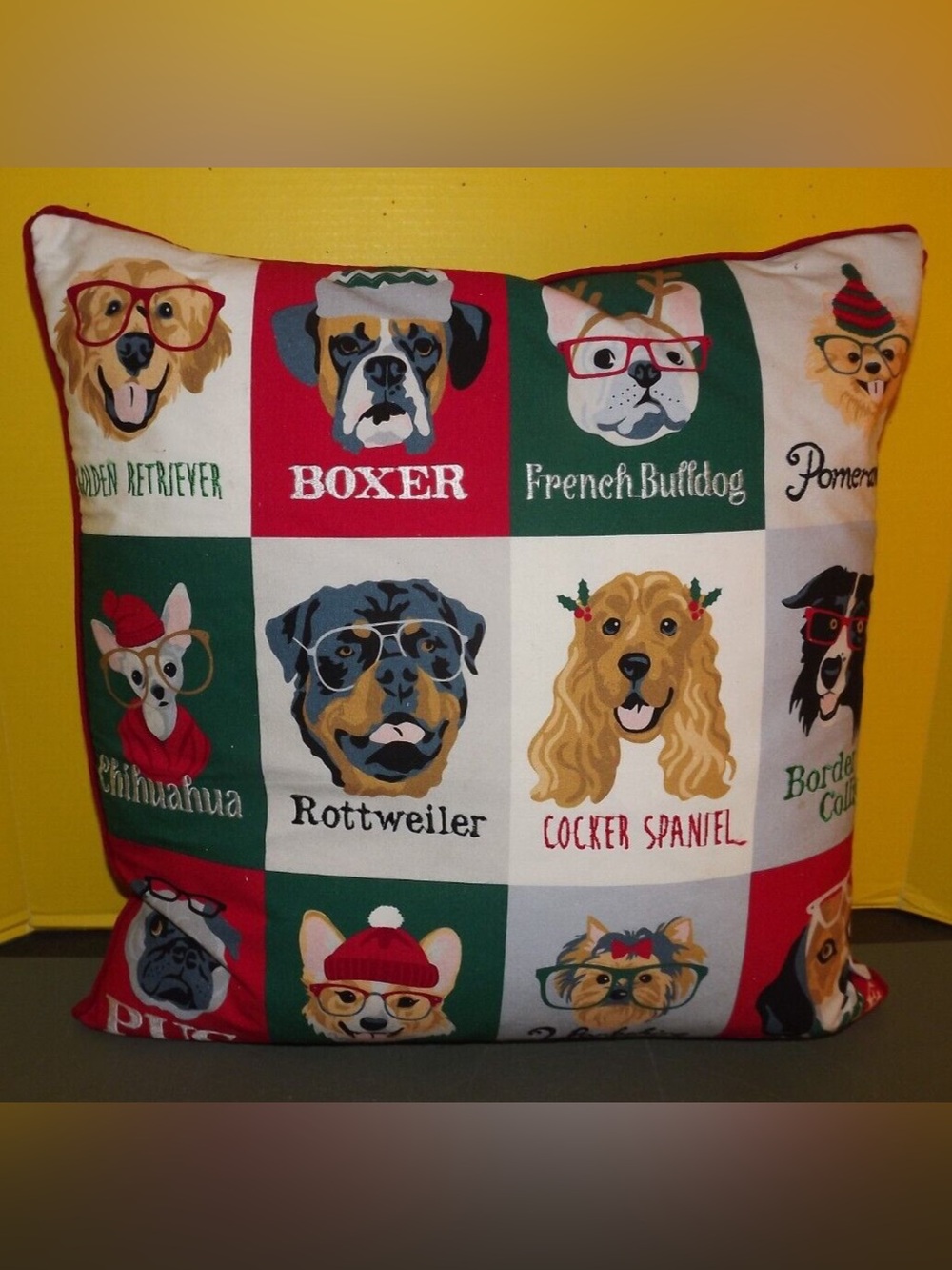 Holiday Dog Breed Decorative Throw Feather Pillow